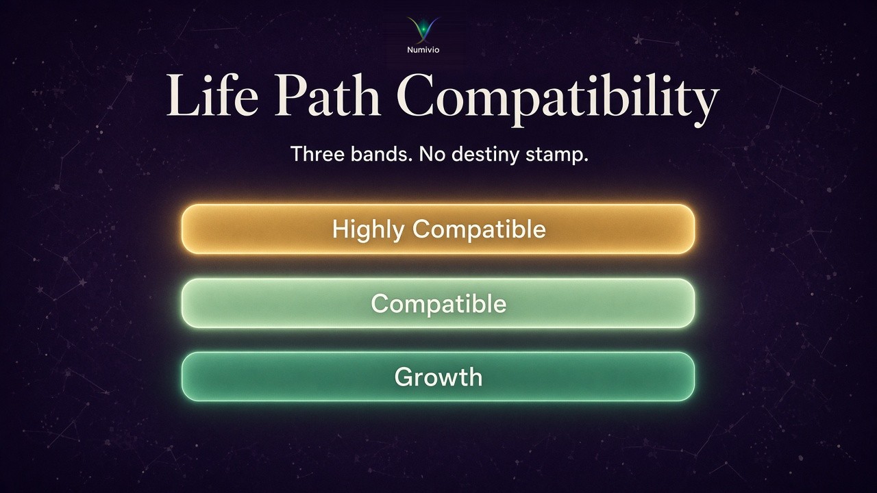 Life Path compatibility bands: Highly Compatible, Compatible, and Growth